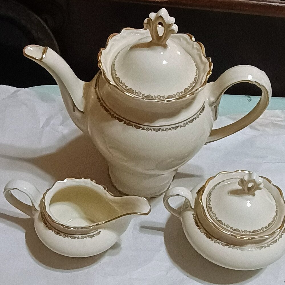 Vintage Ivory and gold tea set